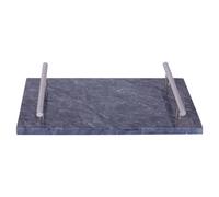 Premier Housewares Black Marble Tray with Silver Handles