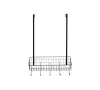 Premier Housewares Black Over The Door Hanger Compact Storage Solution Stylish Organization Convenient Hanging with 5 Hanging Hooks Easy Installation 17x74x46