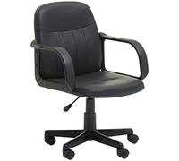 Premier Housewares Black PU Home Office Chair With Flexible Armrest/Wheel Rolling Base/Adjustable Height And Padded Seat With Lock Mechanism Computer Chairs For Desk w58 x d59 x h93cm