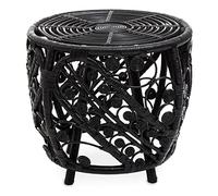 Premier Housewares Black Rattan Stool/Table, Eco Friendly Rattan, Tight Weave, Boho Inspired Design Wooden Stool, Piano Stool, Rattan Bar Stools, W52 x D52 x H47cm