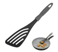 Premier Housewares Black Slotted Spatula Or Turner With Grey Handle|BPA-Free Heat Resistant Turner With Bevelled Sides For Lifting and Turning Food|Two-Toned Grey Spatula Turner