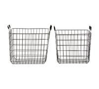 Premier Housewares Wire Storage Baskets Orsina Rowan Black with Handles Set of 2