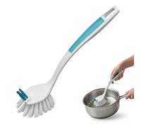 Dish Brush, Blue, Plastic/Soft Grip Handle