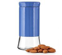 Premier Housewares Blue Wrap Glass Storage Jar with Steel Screw Lid - 1500 ml Clear Kitchen Canister for Pasta, Rice, Cereal and Dry Foods