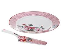 Premier Housewares Bone China Cake Side Plate Floral Design Dessert Plates Cake Slicer Set Multi-Colour Dishwasher Safe Cake Cutters 3 x 27 x 27 cm