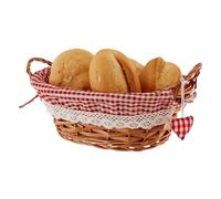 Premier Housewares 1901048 Picnic Basket Bread Basket Wicker Basket Oval Hamper Baskets For Gifts Lining Woven Basket Red H14x W27x D19