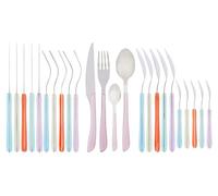 Premier Housewares Bright 24Pc Multi Pastel Coloured Cutlery | Vibrant Cutlery set For Kitchen | Stainless Steel Knives And Fork Set For Breakfast | Ergonomic Cutlery Set For Lunch