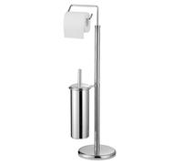 Premier Housewares Brush Holder Freestanding Toilet Roll Holder Coloured Chrome Toilet Roll Holders Free Standing Toilet Brushes and Holders Sets, Silver, Height 75 cm x Width 19 cm x Depth 19 cm