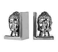 Premier Housewares Buddha Head Bookend Ceramic - Set of 2, Silver
