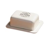 Premier Housewares Butter Dish With Lid Cream Ceramic Flutter Butter Engraved Butter Dishes With Lids Ceramic Butter Dish 16.8 cm x 12.6 cm x 8.8 cm