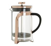 Premier Housewares Cafetiere Coffee Maker Clear Glass French Press Coffee Maker Rose Gold Frame Stainless Steel Coffee Caffettiera 19 x 17 x 11 Cm