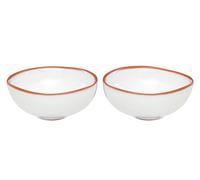 Premier Housewares White Glazed Mini Sauce Pots Set of 2 Small Dip Bowls Gold Detail Terracotta Food Bowl 11H X 11W X 4D