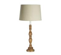 Premier Housewares Candle Table Lamp with Wooden Base, Natural, E27, 40 watts