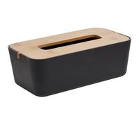 Premier Housewares Canyon Black Tissue Box Tissue Box Cover Sustainable Bamboo Fiber, Rectangular Tissues Cube Box Holder, Minimalist Design Tissue Box Cover Square, 26x9x14cm