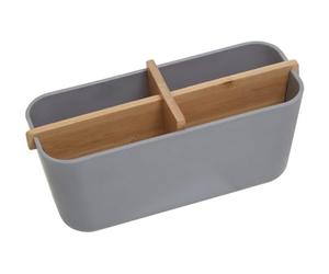 Premier Housewares Canyon Grey Detachable Makeup Drawer Organizer With Bamboo Fibre Eco-Friendly, Versatile Storage Solution Over The Door Bathroom Organizer, 8x10x21cm