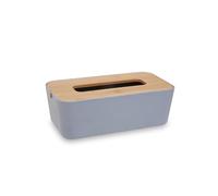 Premier Housewares Canyon Grey Eco-Friendly Leather Tissue Box Cover Bamboo Fiber Tissue Box Car Tissue Box Contemporary Natural Warmth Design Tissue Cover, 26x9x14cm