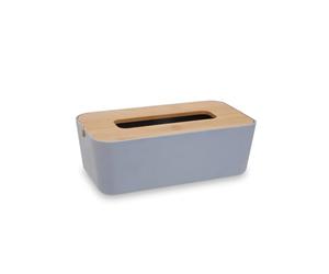 Premier Housewares Canyon Grey Eco-Friendly Leather Tissue Box Cover Bamboo Fiber Tissue Box Car Tissue Box Contemporary Natural Warmth Design Tissue Cover, 26x9x14cm