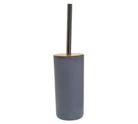 Premier Housewares Canyon Grey Toilet Brush Holder Eco-Friendly Bamboo Wood, Sleek Design, Home Office Essential, 10x37x10cm