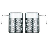 Premier Housewares Cappuccino Cup Large sets of Coffee Mug/Tea Mugs - Set of 2, Chrome Height 9 x width 9 x depth 6 cm