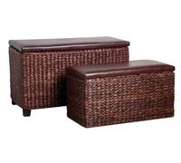 Premier Housewares Cattail Leaf Storage Seats - Set of 2, Brown