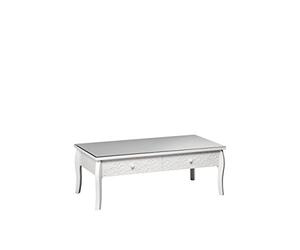 Premier Housewares Chamonix Coffee Table with 2 Drawers, Glass/MDF, White, 60 x 120 x 45 cm