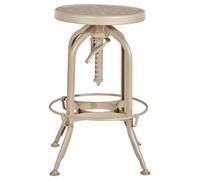 Premier Housewares Champagne Finish Adjustable Stool Reflective Gold Steel Stool With Height Adjustment Kitchen Stool Bar Stool Modern Design (41 x 74 x 41 cm)