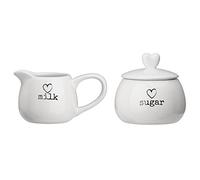 Premier Housewares Charm Milk and Sugar Set - White, Set of 2