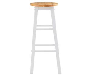 Premier Housewares Chester Wood White and Natural Bar Kitchen Stool Classic A-Frame Seating with Horizontal Footrests Wood Bar Stool White Natural Living 35 x 74 x 35cm