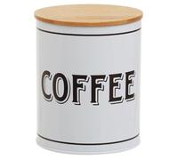 Premier Housewares Chic Design White Metal Coffee Canister | Functional Design Metal Canister For Livingroom | Durable Stainless Steel Canister For Ingredients | Sturdy Canister