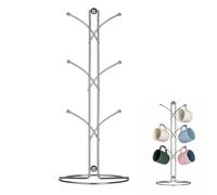 Premier Housewares 509612 6 Cup Mug Tree, 39 cm - Chrome , Silver