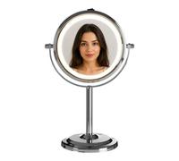 Premier Housewares Chrome Finish LED Table Mirror | 2X Magnification