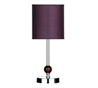 Premier Housewares Chrome Stem Table Lamp with Acrylic Ball and Fabric Shade - Purple,H35 x W14 x D14cm