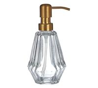 Premier Housewares Clear Glass Dispenser With Gold Finish Faceted Design Luxe Elegance Glasses Fancy For Everyday And Occasional Use 9 x 18 x 9 cm