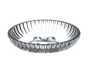 Premier Housewares Clear Glass Soap Dish Minimalistic Design Bathroom Soap Dish Textured Ridge Effect Transparent Soap Dish For Everyday Use 12 x 3 x 12 cm