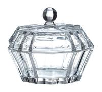 Premier Housewares Clear Glass Storage Jar Faceted Design Kitchen Jar Luxe Elegance Glass Storage Jar With Lid Transparent Storage Jar 12 x 13 x 12 cm