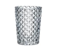 Orsina Luxe Diamond Bathroom Tumbler, Clear Glass Decor Tumbler, Crystal-Effect Water Tumbler, Ideal For Sink Use