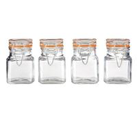 Premier Housewares Clip Top Lid Glass Jars Set of 4 Airtight And Versatile Food Preservation Glass Container Jar For Everyday Use Set of Four Food Container Glass Storage Jars 5 x 8 x 7 cm
