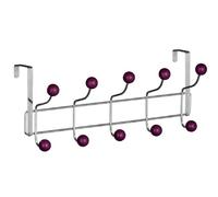 Premier Housewares 509733 Coat Hooks / Over Door Hanger / Over Door Coat Hooks / Door Hanger - 10 Hooks,Purple,H17 x W41 x D12cm
