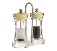 Salt & Pepper Mill Set, with Stand, Gold