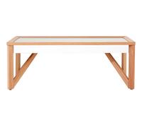 Premier Housewares Coffee Table With Beech Wood Frame, Shiny Mirrored Finish Accent Table, Versatile Table For Everyday Use in Beige Premier Housewares Beige