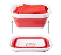 Premier Housewares Collapsible Red White Laundry Basket | Versatile Washing Hamper For Clothes | Foldable Storage Basket With Side Handles | Ideal For Laundry Rooms, & Bathrooms
