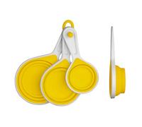 Premier Housewares Collapsible Silicone Measuring Cups Set of 4 - Heat Resistant, Non-Stick Cup Measures with Hanging Loop, Yellow