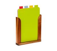 Set of 4 Chopping Boards with Wood Stand Brown