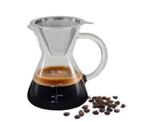 Premier Housewares Contemporary Coffee Pot 400ml | Borosilicate Glass Coffee Pot | Coffee and Tea Pot | Versatile Coffee Pot with Advanced Filtration,