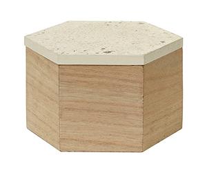 Premier Housewares Contemporary Design Large Terrazzo Lid Trinket Box|Spacious Storage Box For Accessories|Decorative Wooden Box With Natural Base|Chic Nordic Style Jewelry Box