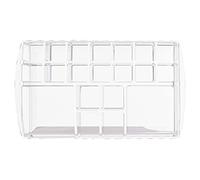 Premier Housewares Cosmetic Organiser With 20 Compartments Clear Diamond Multipurpose Storage Statement Piece for Dresser/Bathroom With Rotating Base w13 x d22 x h4cm