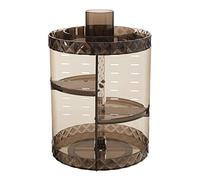 Premier Housewares Cosmetic Organiser With 4 Tier Revolving Black Round Compartments Clear Diamond Multipurpose Storage Statement Piece for Dresser/Bathroom With Rotating Base W26 X D26 X H34cm.