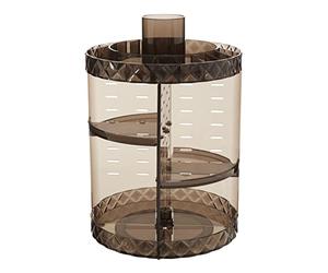 Premier Housewares Cosmetic Organiser With 4 Tier Revolving Black Round Compartments Clear Diamond Multipurpose Storage Statement Piece for Dresser/Bathroom With Rotating Base W26 X D26 X H34cm.