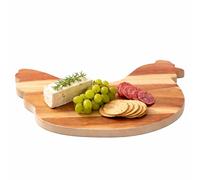 Premier Housewares Cream Edge Hen Chopping and Serving Board | Eco-Friendly Antibacterial Acacia Wood | Rustic Kitchen Decor and Serveware for Everyday Use