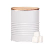 Premier Housewares Cream Tin Canister with Acacia Wood Lid | Elegant Storage Solution for Kitchen | Durable and Airtight Canister for Freshness and Style